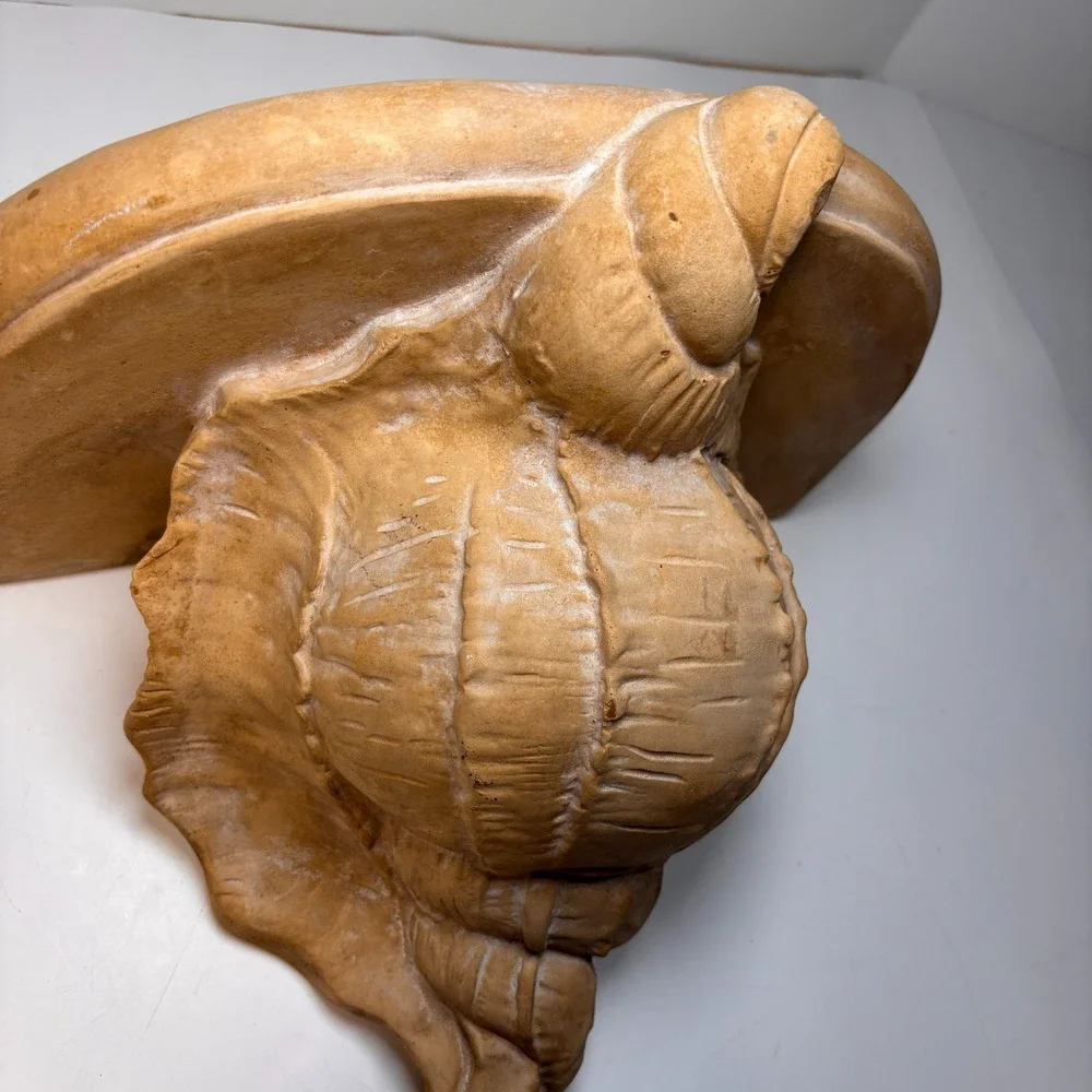 Vintage Plaster Conch Shell Wall Sconce Shelf Bracket Coastal‎ Decor Accent, 12
